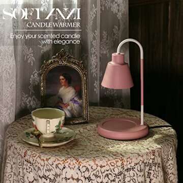 Softanzi® Candle Warmer Lamp for Scented Jar Candles with Timer Macaron Color Coffee Warmer Applied Top Down Stand Wax Melter Dimmable Light Melt and Tarts Electric Heater Burner Fragrance Lamp(Pink)