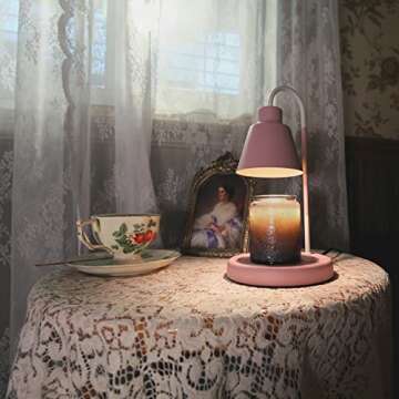 Softanzi® Candle Warmer Lamp for Scented Jar Candles with Timer Macaron Color Coffee Warmer Applied Top Down Stand Wax Melter Dimmable Light Melt and Tarts Electric Heater Burner Fragrance Lamp(Pink)