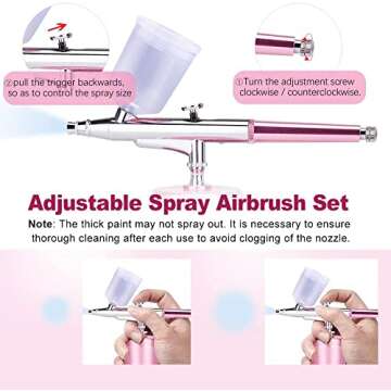 Yofuly Nail Airbrush Machine, Mini Airbrush Kit Handheld Cordless Airbrush for Nails Art, Makeup, Model Painting, Cake Decor, Model Painting, Rechargeable Spray Airbrush Gun with 2 Capacity Cups
