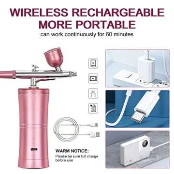 Yofuly Nail Airbrush Machine, Mini Airbrush Kit Handheld Cordless Airbrush for Nails Art, Makeup, Model Painting, Cake Decor, Model Painting, Rechargeable Spray Airbrush Gun with 2 Capacity Cups