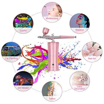 Yofuly Nail Airbrush Machine, Mini Airbrush Kit Handheld Cordless Airbrush for Nails Art, Makeup, Model Painting, Cake Decor, Model Painting, Rechargeable Spray Airbrush Gun with 2 Capacity Cups