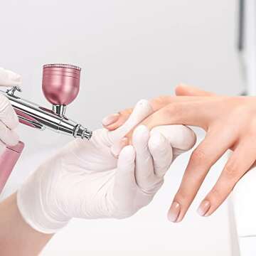 Yofuly Nail Airbrush Machine, Mini Airbrush Kit Handheld Cordless Airbrush for Nails Art, Makeup, Model Painting, Cake Decor, Model Painting, Rechargeable Spray Airbrush Gun with 2 Capacity Cups