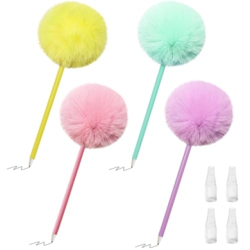 SBYURE Cute Pom Pom Pens - Colorful Fun for Writing