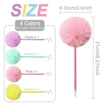 SBYURE Cute Pom Pom Pens - Colorful Fun for Writing