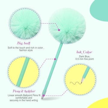 SBYURE Cute Pom Pom Pens - Colorful Fun for Writing
