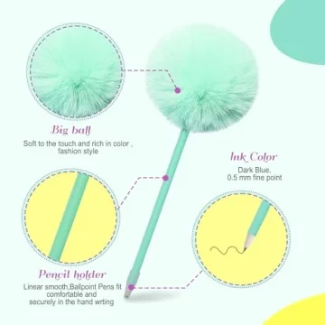 SBYURE Cute Pom Pom Pens - Colorful Fun for Writing