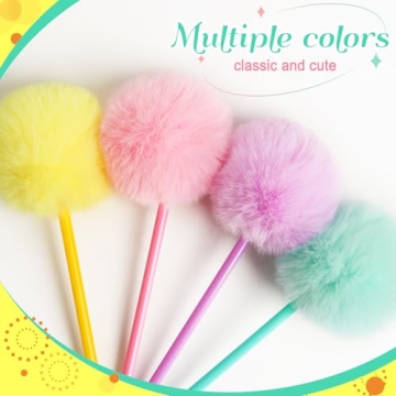 SBYURE Cute Pom Pom Pens - Colorful Fun for Writing