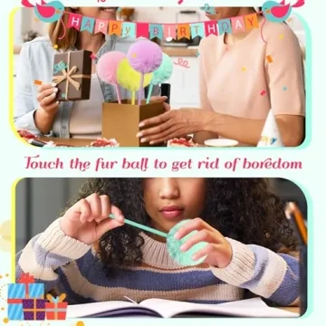 SBYURE Cute Pom Pom Pens - Colorful Fun for Writing