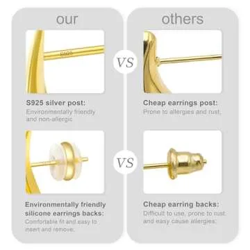 Chunky Gold Hoop Earrings for Women Lightweight Teardrop Dupes Earrings 925 Sterling Silver Post Large Drop Earrings Gold Plated Waterdrop Earrings Trendy Jewelry for Women