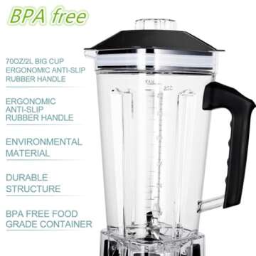 Professional Countertop Blender, 2200W High Power Commercial Blender for Shakes and Smoothies with 7...