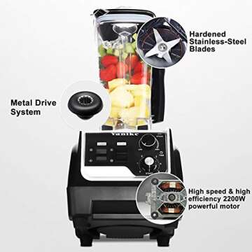 Professional Countertop Blender, 2200W High Power Commercial Blender for Shakes and Smoothies with 70Oz BPA Free Container, Built-in Timer Smoothie Maker Mixer for Crushing Ice, Frozen Dessert