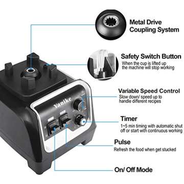 Professional Countertop Blender, 2200W High Power Commercial Blender for Shakes and Smoothies with 70Oz BPA Free Container, Built-in Timer Smoothie Maker Mixer for Crushing Ice, Frozen Dessert