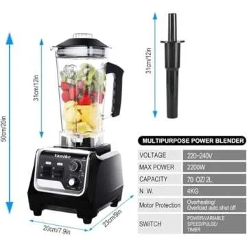 Professional Countertop Blender, 2200W High Power Commercial Blender for Shakes and Smoothies with 70Oz BPA Free Container, Built-in Timer Smoothie Maker Mixer for Crushing Ice, Frozen Dessert