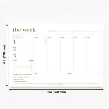 Bliss Collections Weekly Planning Pad, Desk Calendar - The Essential - Undated Tear-Off Sheets Notepad - Organizer, Scheduler for Goals, Tasks, Ideas, Notes & To-Do Lists - 6" x 9", 50 Sheets