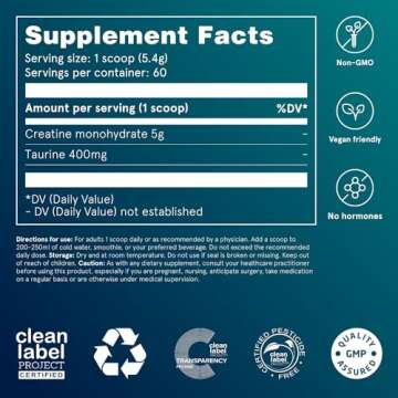 Puori Creatine Monohydrate Powder with Taurine - Unflavored