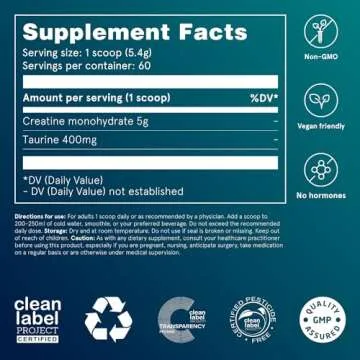 Puori Creatine Monohydrate Powder with Taurine - Unflavored