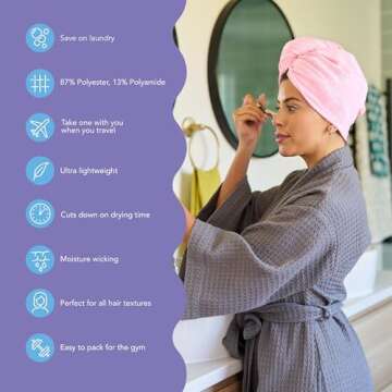 Turbie Twist Extra Long Microfiber Hair Towel Wrap for Women and Men | 2 Pack | Bathroom Essential A...