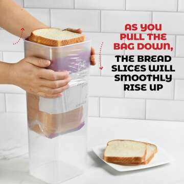 Adirlux Bread Box with Airtight Lid - Kitchen Counter Fresh Bread Storage Container For Sandwich Loaf, Sliced Breads - Clear Rigid Plastic, [BPA Free ] Red Lid [Pack of 2]