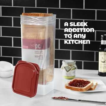 Adirlux Bread Box with Airtight Lid - Kitchen Counter Fresh Bread Storage Container For Sandwich Loaf, Sliced Breads - Clear Rigid Plastic, [BPA Free ] Red Lid [Pack of 2]