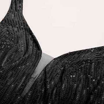 GRACE KARIN Women Deep V Neck Party Mini Dress U Back Sequin Irregular Hem Evening Dress