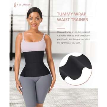 FeelinGirl Waist Trainer for Women Bandage Wrap Trimmer Belt Long Torso Tummy Wraps Belly Body Shape...