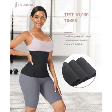 FeelinGirl Waist Trainer for Women Bandage Wrap Trimmer Belt Long Torso Tummy Wraps Belly Body Shaper Waist Trimmer Belt