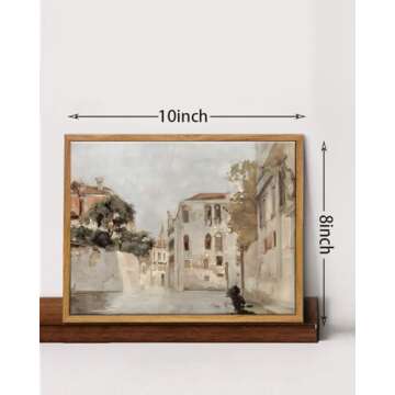 KISSFOX Framed Vintage Canvas Wall Art Retro Neutral Italy Cityscape Painting Prints Venice Picture Farmhouse Decor Kitchen Bathroom Bedroom Living Room