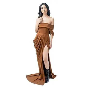 Pantora Women's Lisa Draped Gown, Brown, XX-Large