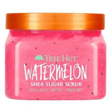 Tree Hut Shea Sugar Body Scrub, Watermelon, Coco Colada,18oz, 2PK, With Single Makeup Remover Cleansing Wipe