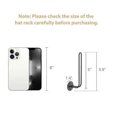 Mkono Hat Organizer for Baseball Caps, Set of 2 Wall Hat Rack 5 Inches Space Saving Holds 20 Caps Modern L -Shaped Hat Hooks Wall Mount Hat Holder for Closet Bedroom Storage, Small, Black