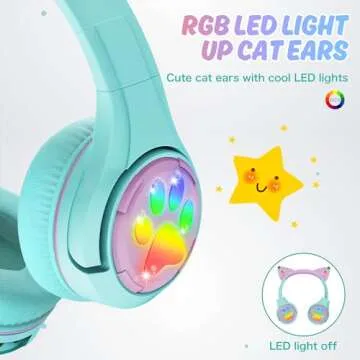 Riwbox CF9 Cat Ear Bluetooth Headphones for Kids