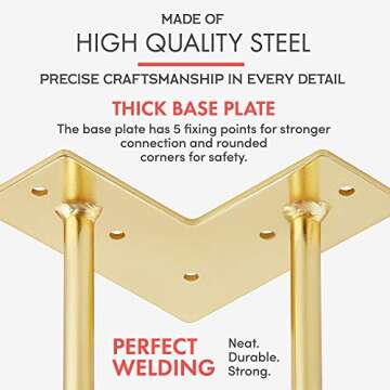 Interesthing Home Hairpin Legs - 6" Gold Metal Legs for DIY Projects