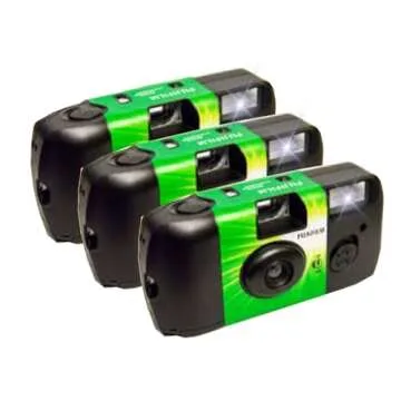 Fujifilm QuickSnap Flash 400 Disposable 35mm Camera Plus a Bonus Eco-Friendly Silicone Wrist Band and a Microfiber Cleaning Cloth (3 Pack)