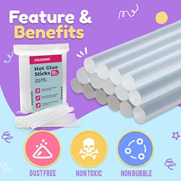 50 pcs Full Size Hot Glue Sticks for Crafts & DIY
