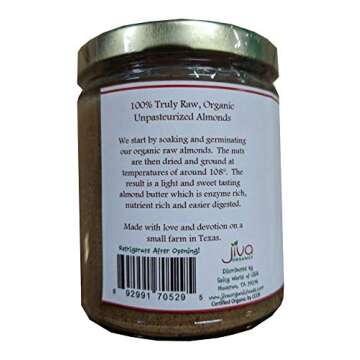 Jiva Organics Raw, Sprouted Almond Butter, 8 Fluid Ounce (Pack of 3)