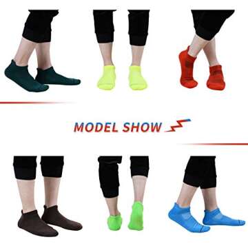 JOYNÉE Mens Ankle Athletic Low Cut Socks Running Sports Cushioned Sock for Men 6 Pack,Colorful,Sock...