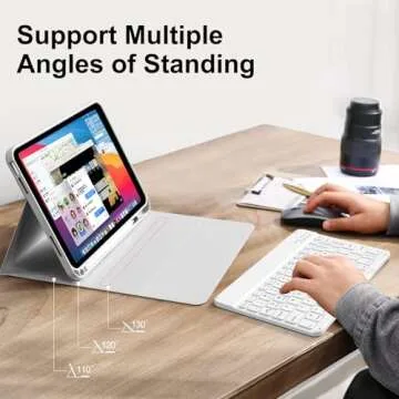 Kenke iPad 11/10th Gen Case with Detachable Keyboard