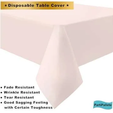 PartiPallete 3-Pack Premium Plastic Blush Light Pink Tablecloth Disposable 54" x 108" Rectangle Table Cover Pastel Pale Pink Party Table Cloths for Parties Wedding Bridal Shower Engagement Banquet