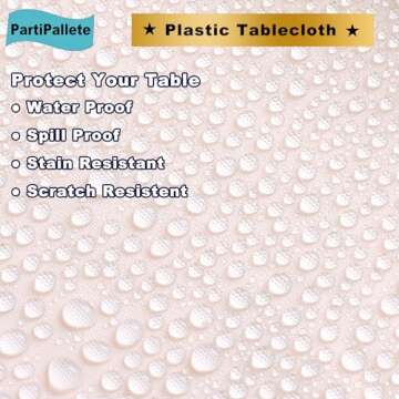 PartiPallete 3-Pack Premium Plastic Blush Light Pink Tablecloth Disposable 54" x 108" Rectangle Table Cover Pastel Pale Pink Party Table Cloths for Parties Wedding Bridal Shower Engagement Banquet
