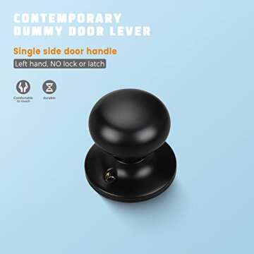 KNOBWELL 8 Pack Matte Black Dummy Door Knobs Round Interior Door Knobs Modern Black Door Knob, Closet Door Knobs, Individual Non-Turning Dummy Door Knob, Single Side Half-Dummy Door Knob Set