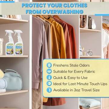 Grandma's Secret Wrinkle Remover Spray - Easily Removes Wrinkles & Odors - Wrinkle Release, Fabric Refresher Spray, Chlorine, Bleach and Toxin-Free - 16 oz and 3 oz Travel Size Combo