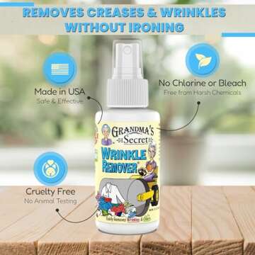 Grandma's Secret Wrinkle Remover Spray - Easily Removes Wrinkles & Odors - Wrinkle Release, Fabric Refresher Spray, Chlorine, Bleach and Toxin-Free - 16 oz and 3 oz Travel Size Combo