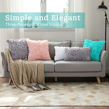 MIULEE 3D Decorative Romantic Valentines Stereo Chiffon Rose Flower Throw Pillow Cover Solid Pillowcase for Girl Women Wedding Sofa Bedroom Car Spring Decor 18x18 Inch 45x45cm Peach Pink