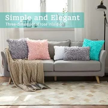 MIULEE 3D Decorative Romantic Valentines Stereo Chiffon Rose Flower Throw Pillow Cover Solid Pillowcase for Girl Women Wedding Sofa Bedroom Car Spring Decor 18x18 Inch 45x45cm Peach Pink