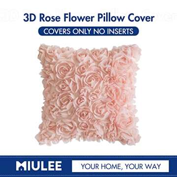 MIULEE 3D Decorative Romantic Valentines Stereo Chiffon Rose Flower Throw Pillow Cover Solid Pillowcase for Girl Women Wedding Sofa Bedroom Car Spring Decor 18x18 Inch 45x45cm Peach Pink