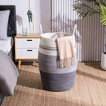YOUDENOVA Extra Large Cotton Laundry Hamper for Stylish Storage