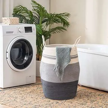 YOUDENOVA Extra Large Cotton Laundry Hamper for Stylish Storage
