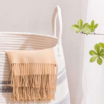 YOUDENOVA Extra Large Cotton Laundry Hamper for Stylish Storage