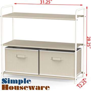 Simple Houseware 3-Tier Closet Storage with 2 Drawers, Beige