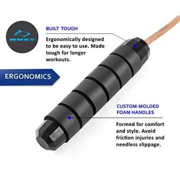 HUEY Sport Weighted 1lb Leather Jump Rope Adjustable Skipping Rope for Speed Quiet Training Boxing MMA Cardio Crossfit Fitness Workout Indoor and Outside Exercise for Beginner Kids Men and Women